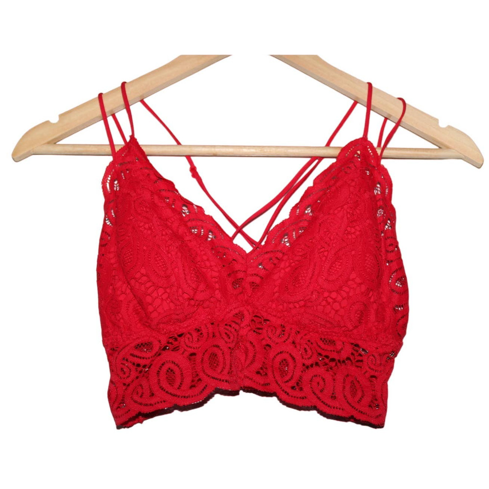 Women's PINK by Victoria's Secret Red Lace Elastic Strappy Bralette Bra Size XS